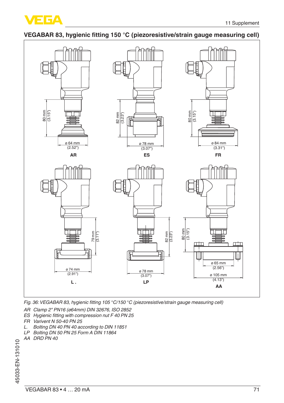 VEGA VEGABAR 83 4 … 20 mA - Operating Instructions User Manual | Page 71 / 80