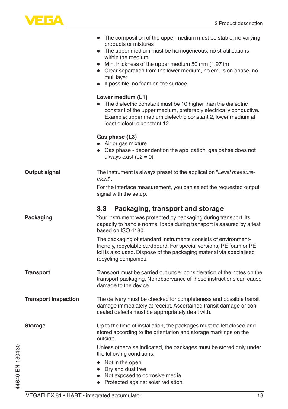 VEGA VEGAFLEX 81 HART - integrated accumulator User Manual | Page 13 / 88