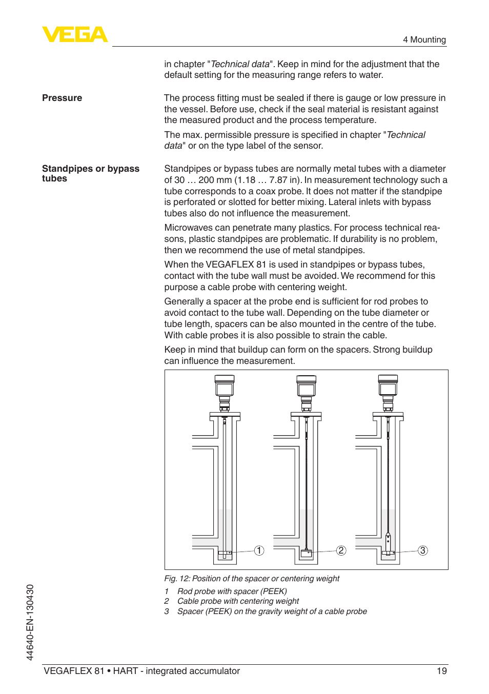 VEGA VEGAFLEX 81 HART - integrated accumulator User Manual | Page 19 / 88