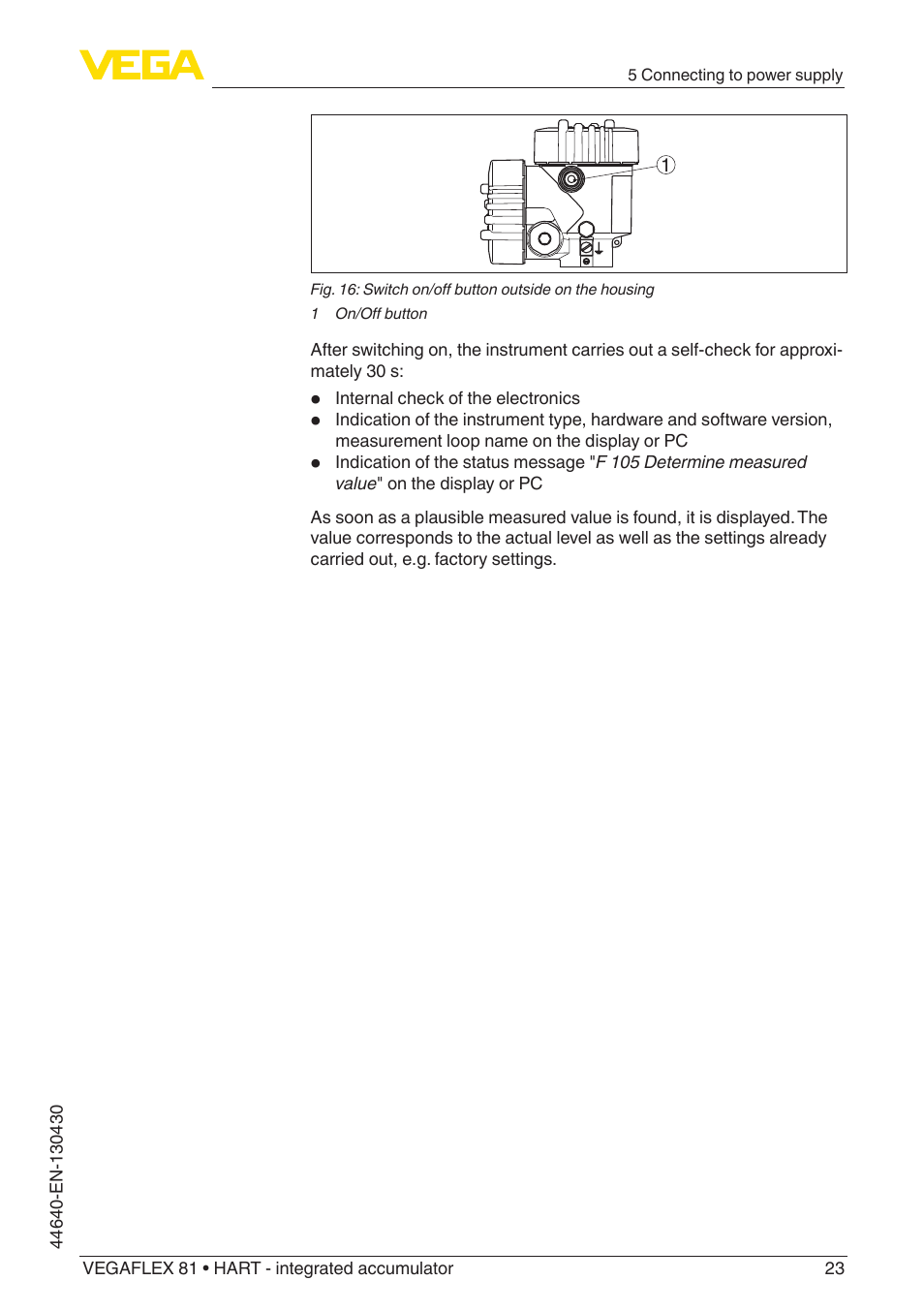 VEGA VEGAFLEX 81 HART - integrated accumulator User Manual | Page 23 / 88