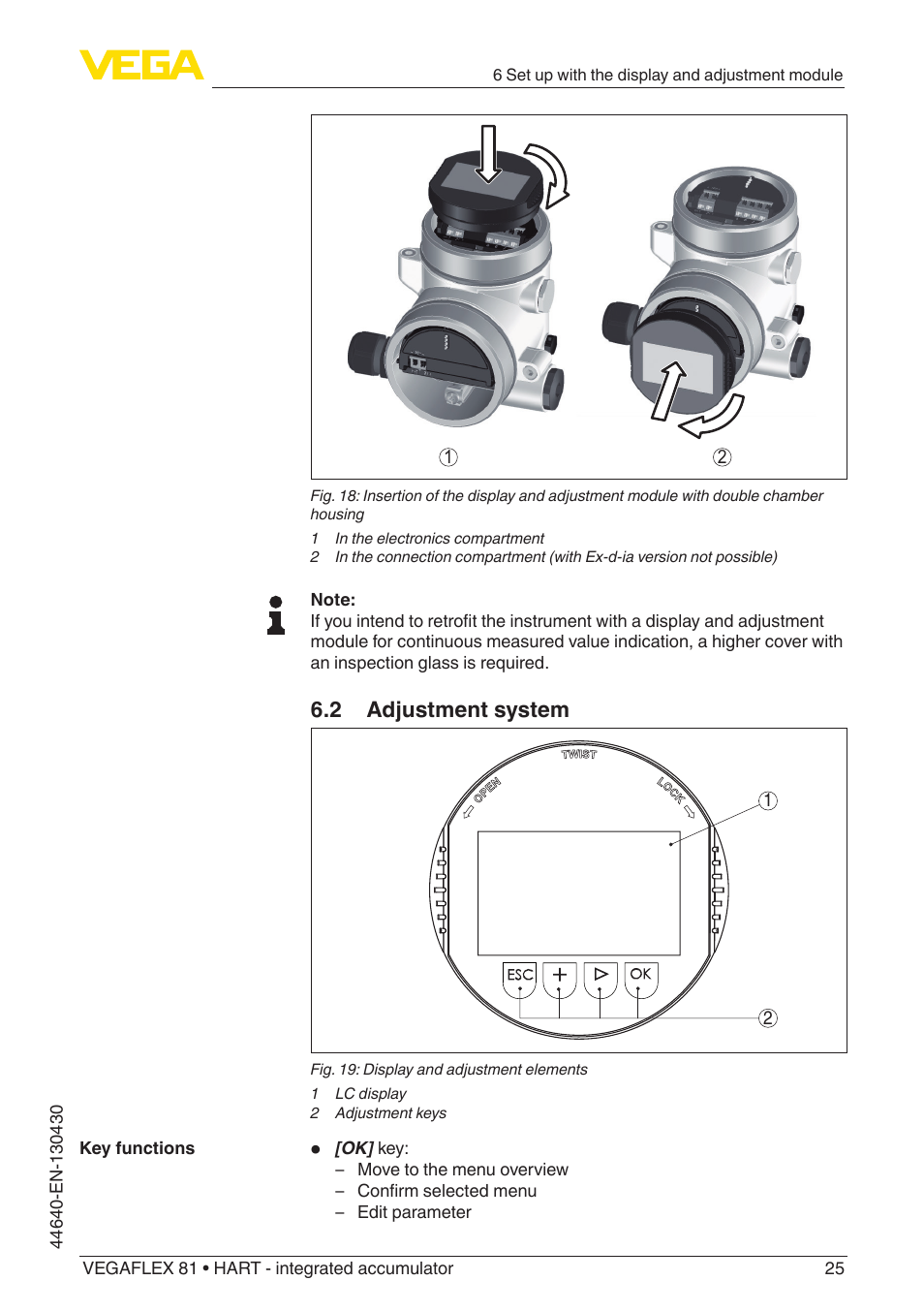 2 adjustment system | VEGA VEGAFLEX 81 HART - integrated accumulator User Manual | Page 25 / 88