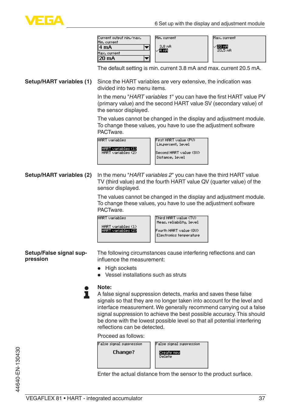 VEGA VEGAFLEX 81 HART - integrated accumulator User Manual | Page 37 / 88