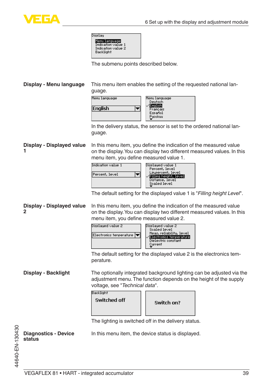 VEGA VEGAFLEX 81 HART - integrated accumulator User Manual | Page 39 / 88