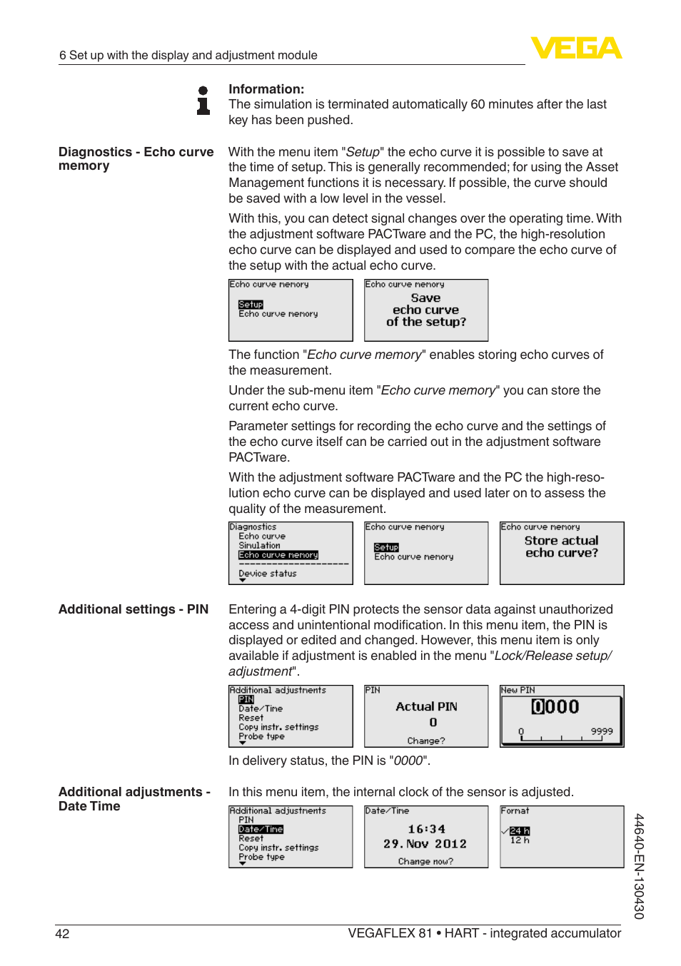 VEGA VEGAFLEX 81 HART - integrated accumulator User Manual | Page 42 / 88