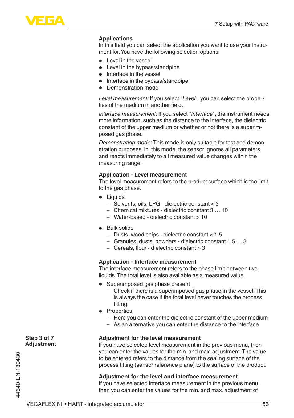 VEGA VEGAFLEX 81 HART - integrated accumulator User Manual | Page 53 / 88
