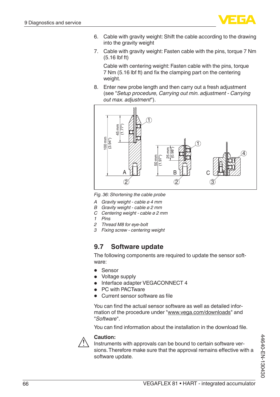 7 software update | VEGA VEGAFLEX 81 HART - integrated accumulator User Manual | Page 66 / 88