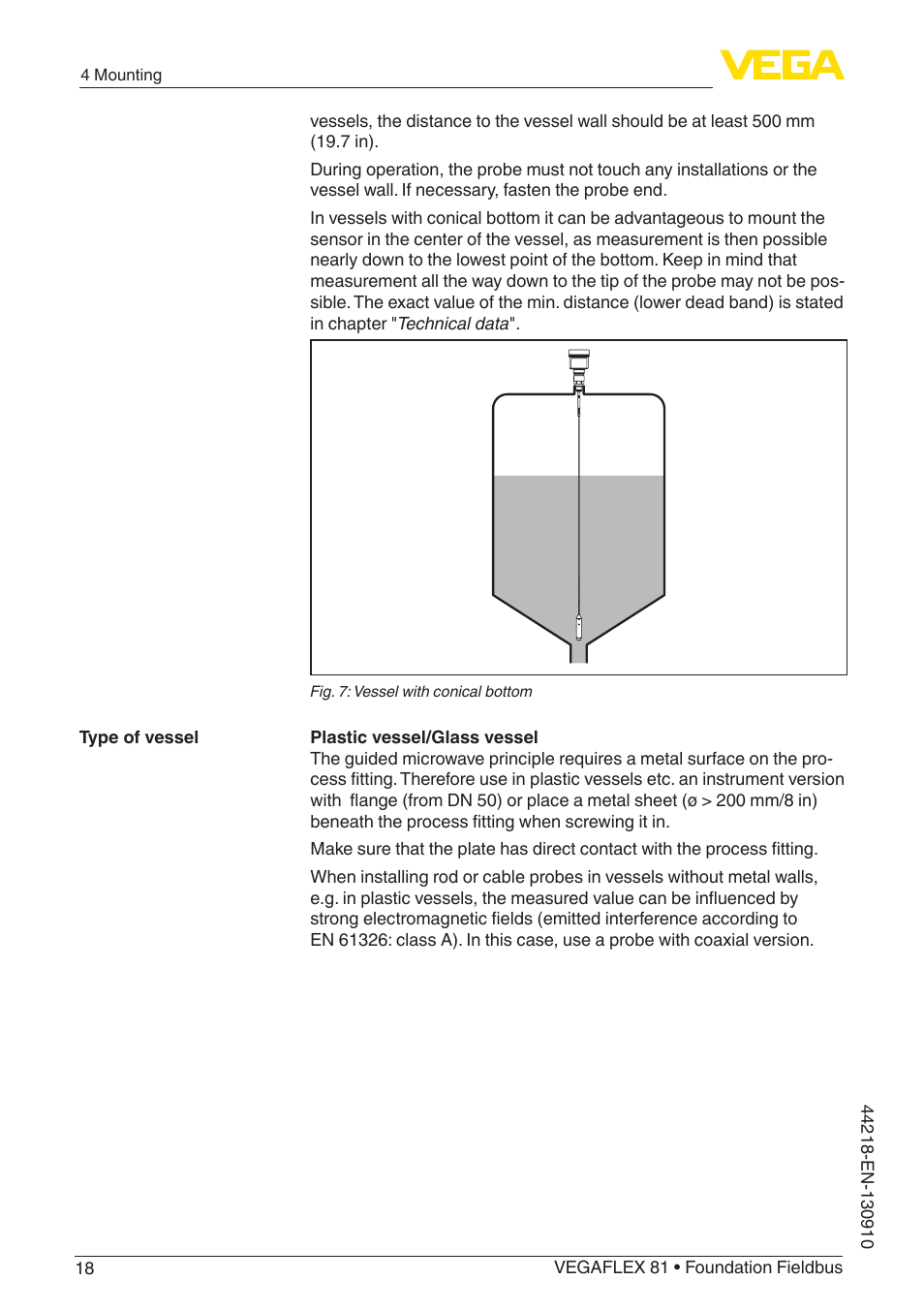 VEGA VEGAFLEX 81 Foundation Fieldbus User Manual | Page 18 / 108