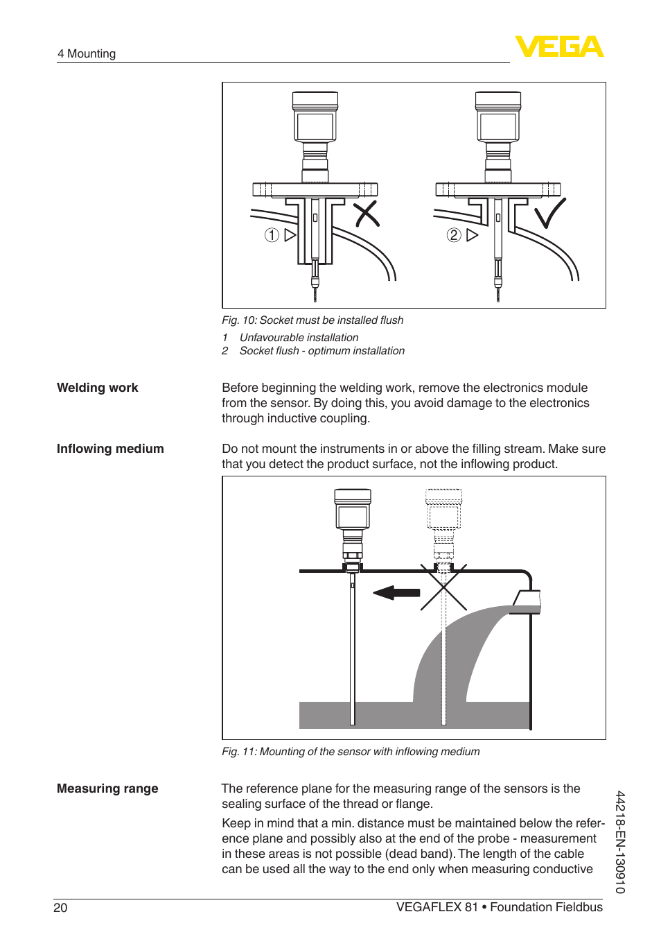 VEGA VEGAFLEX 81 Foundation Fieldbus User Manual | Page 20 / 108