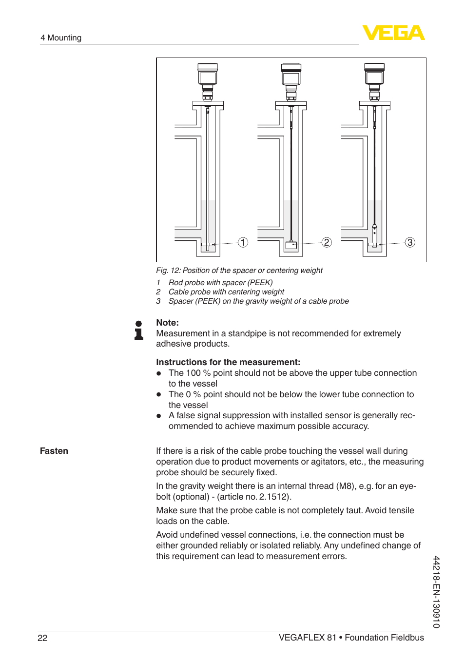 VEGA VEGAFLEX 81 Foundation Fieldbus User Manual | Page 22 / 108
