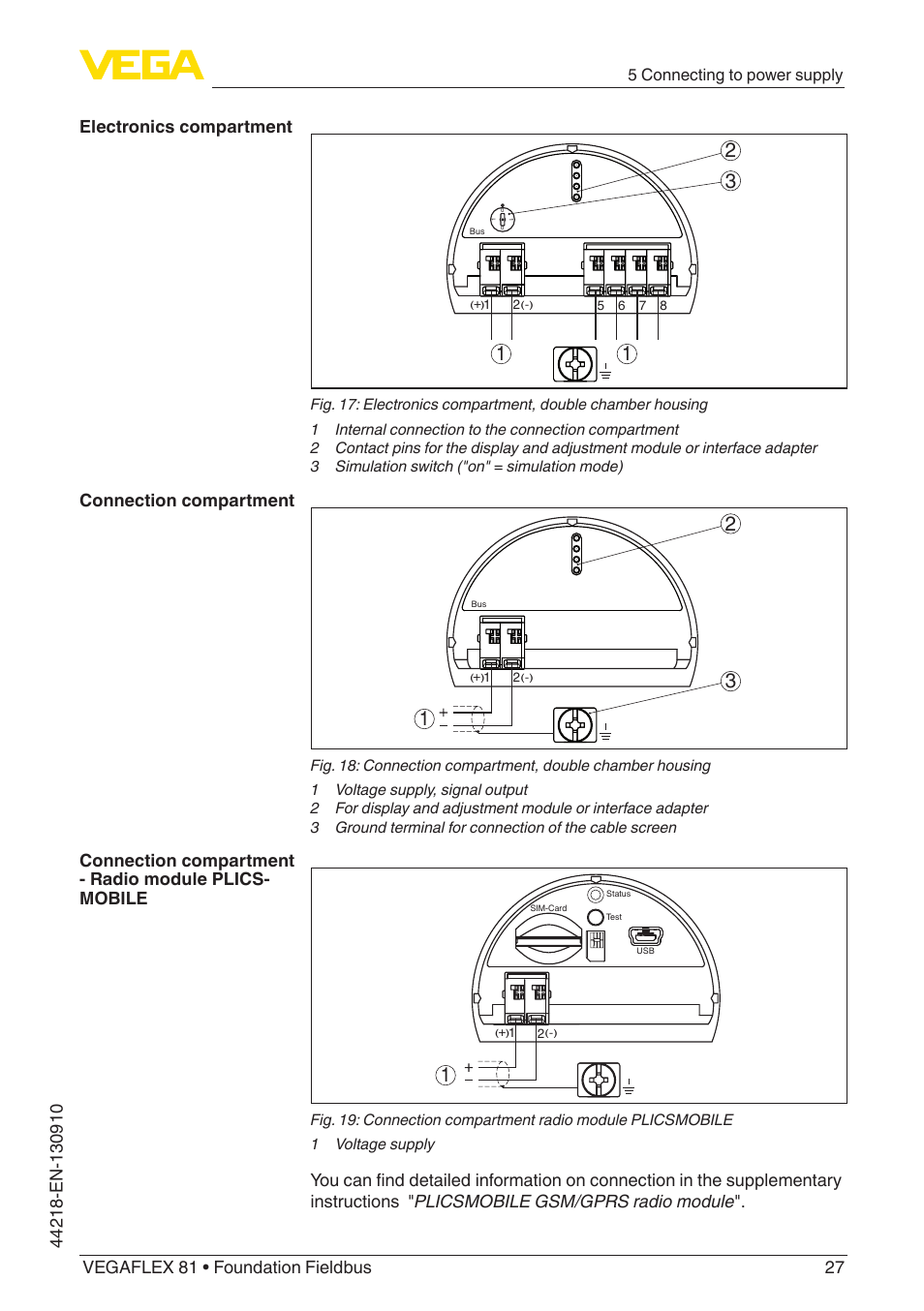 VEGA VEGAFLEX 81 Foundation Fieldbus User Manual | Page 27 / 108