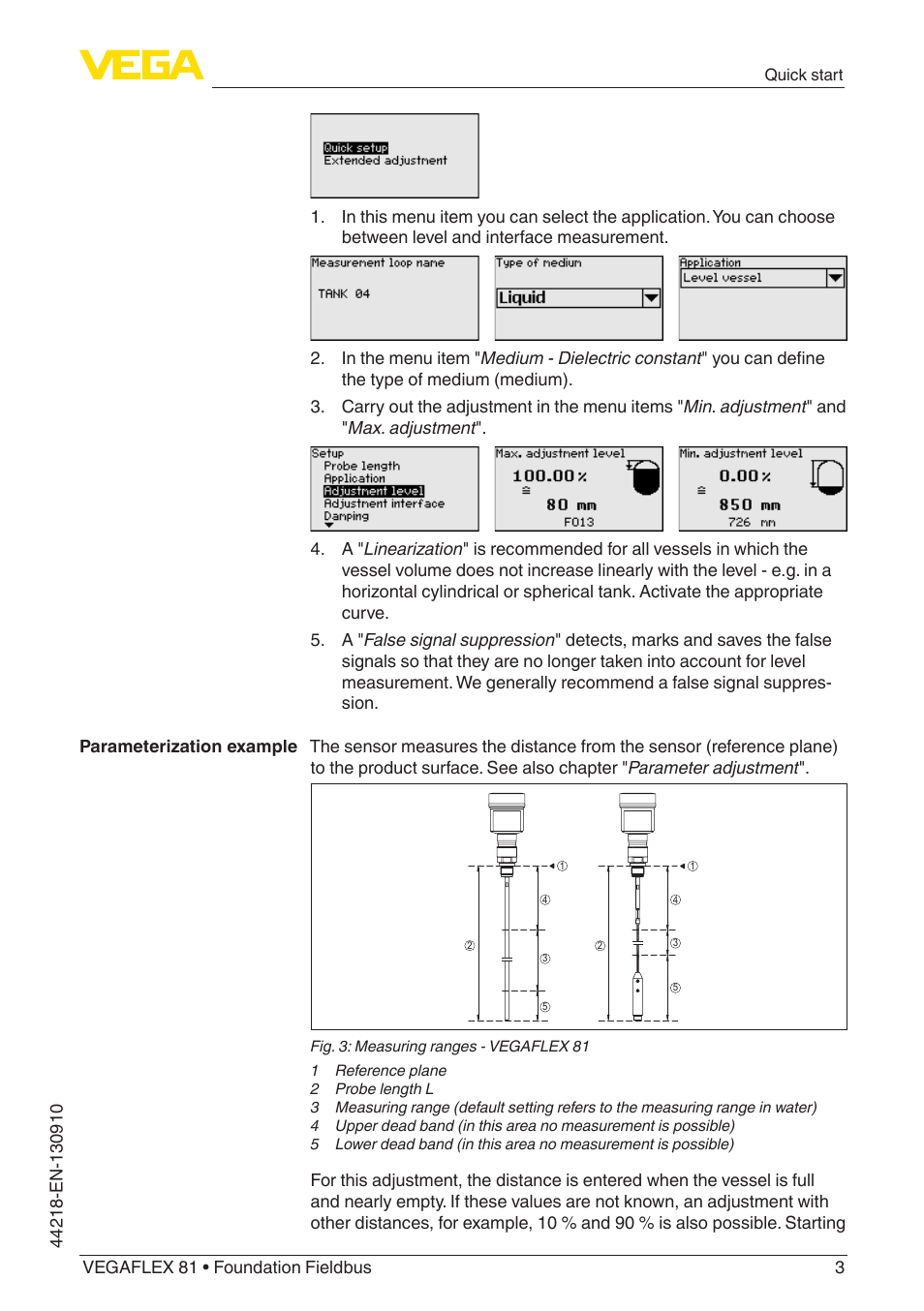 VEGA VEGAFLEX 81 Foundation Fieldbus User Manual | Page 3 / 108