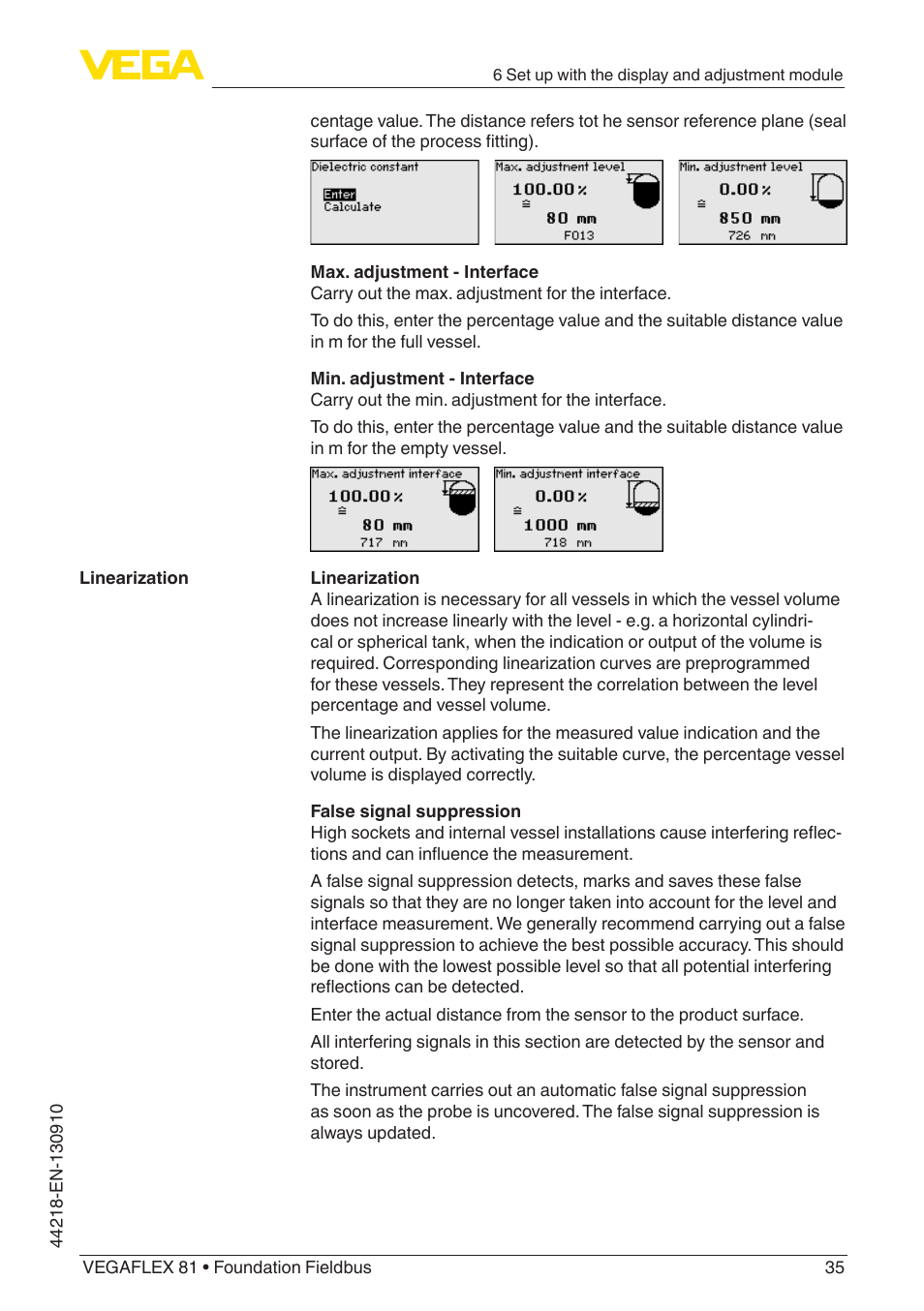 VEGA VEGAFLEX 81 Foundation Fieldbus User Manual | Page 35 / 108