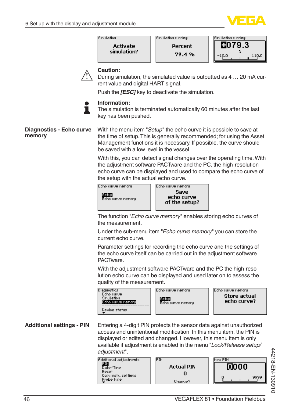VEGA VEGAFLEX 81 Foundation Fieldbus User Manual | Page 46 / 108