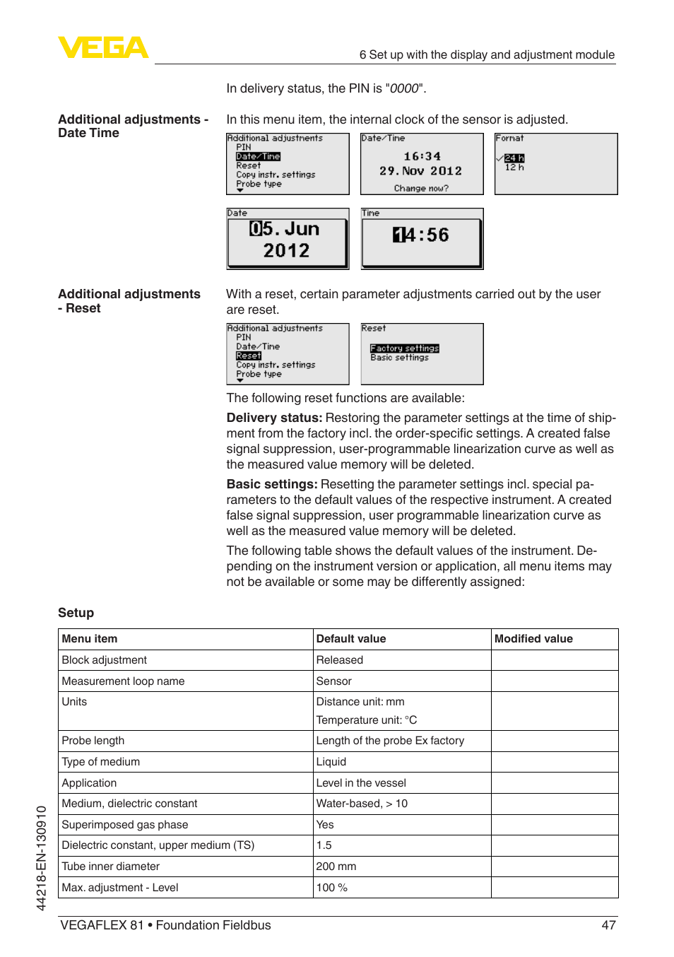 VEGA VEGAFLEX 81 Foundation Fieldbus User Manual | Page 47 / 108