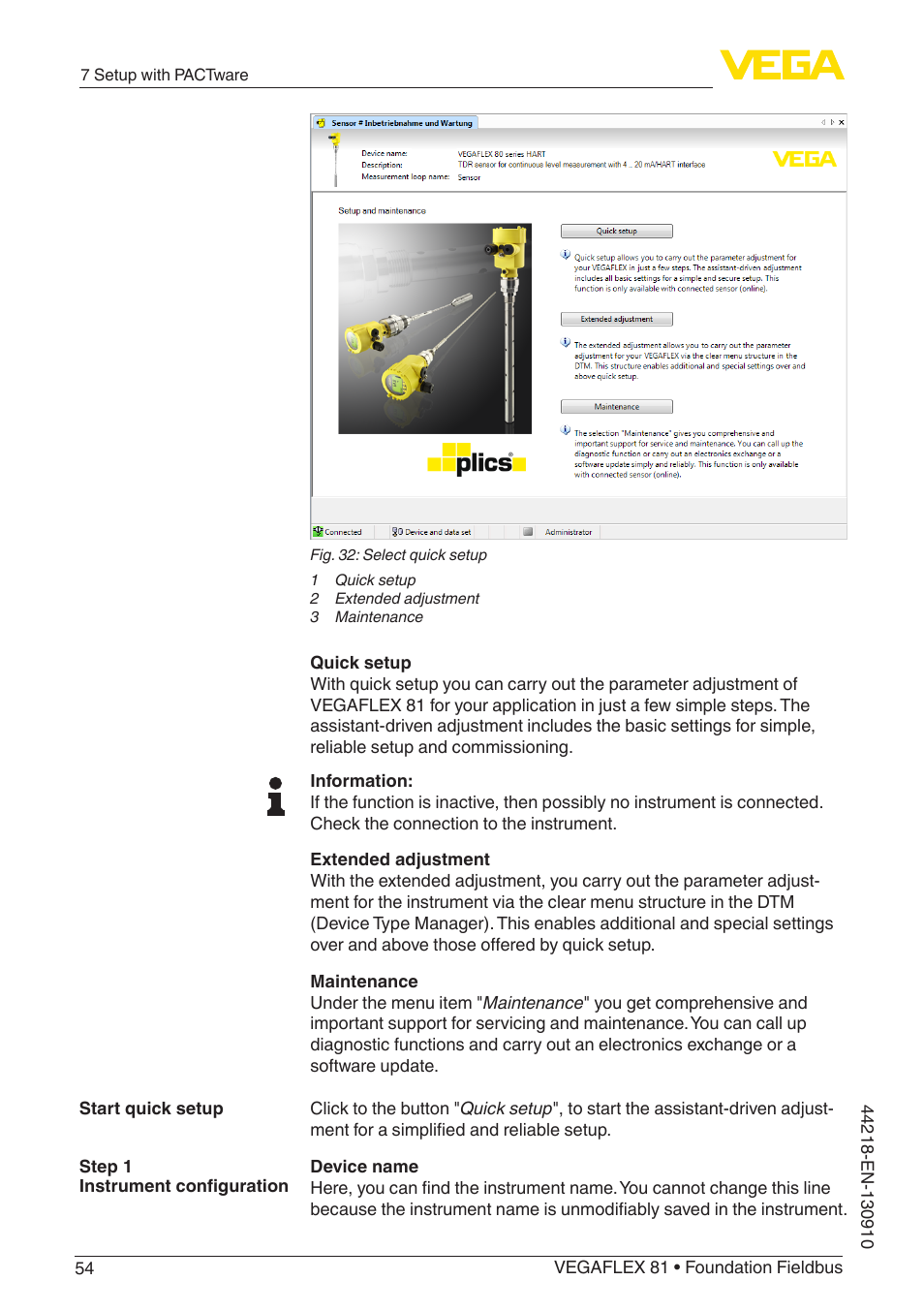 VEGA VEGAFLEX 81 Foundation Fieldbus User Manual | Page 54 / 108