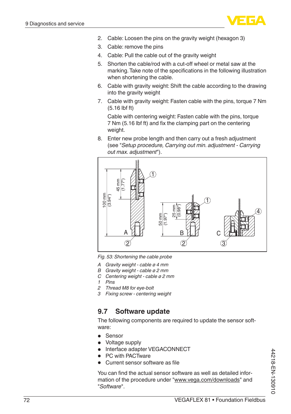 7 software update | VEGA VEGAFLEX 81 Foundation Fieldbus User Manual | Page 72 / 108