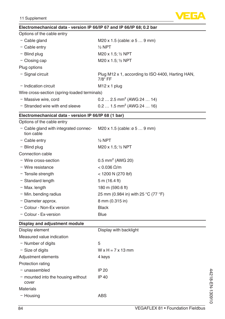 VEGA VEGAFLEX 81 Foundation Fieldbus User Manual | Page 84 / 108