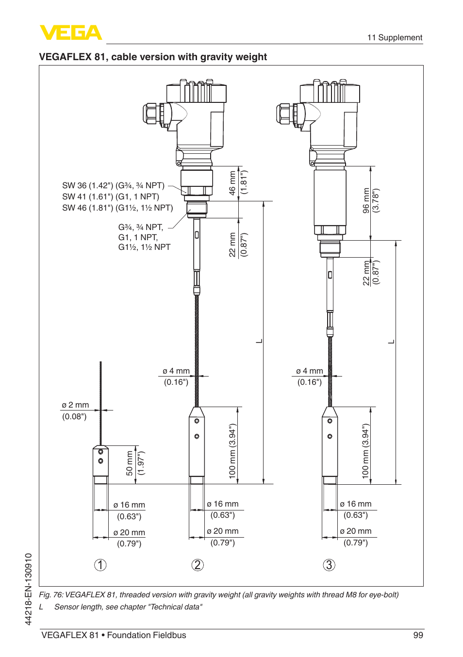VEGA VEGAFLEX 81 Foundation Fieldbus User Manual | Page 99 / 108