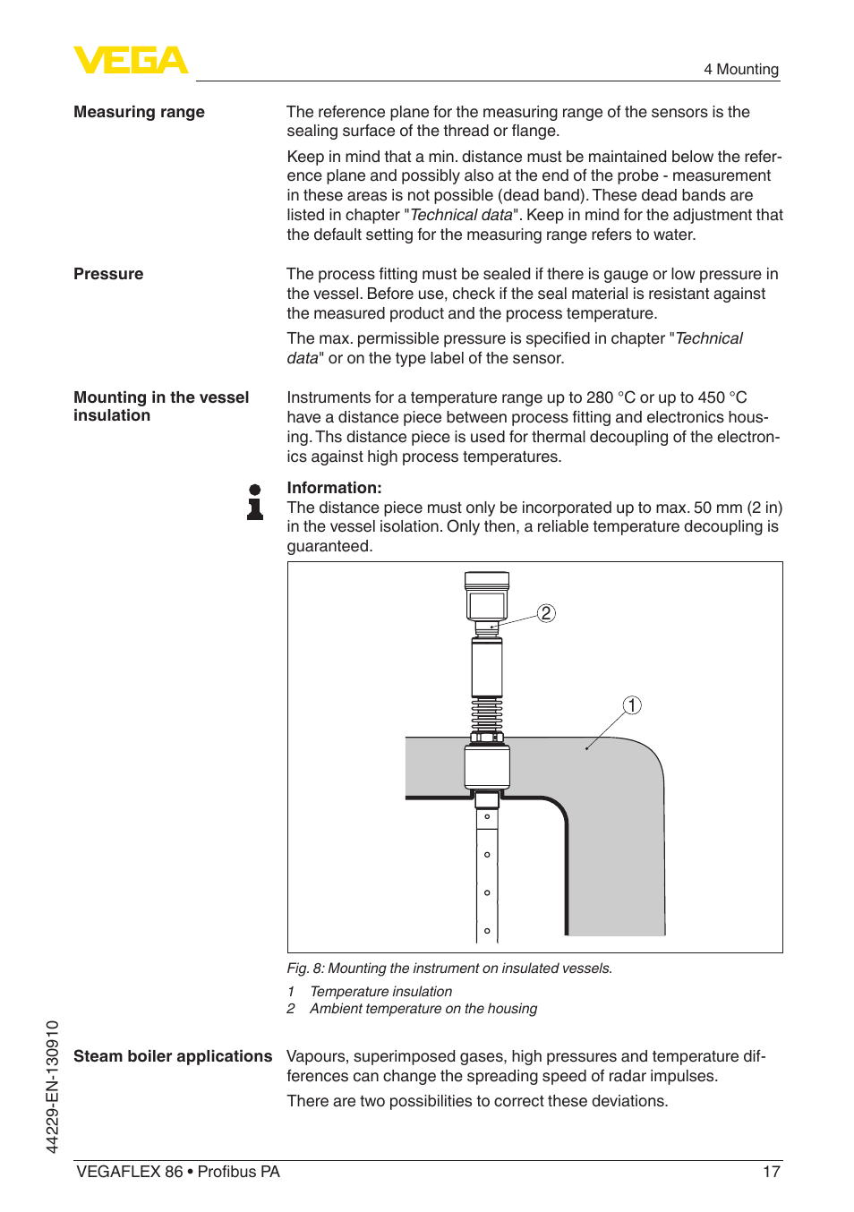 VEGA VEGAFLEX 86 Profibus PA Coax probe User Manual | Page 17 / 92
