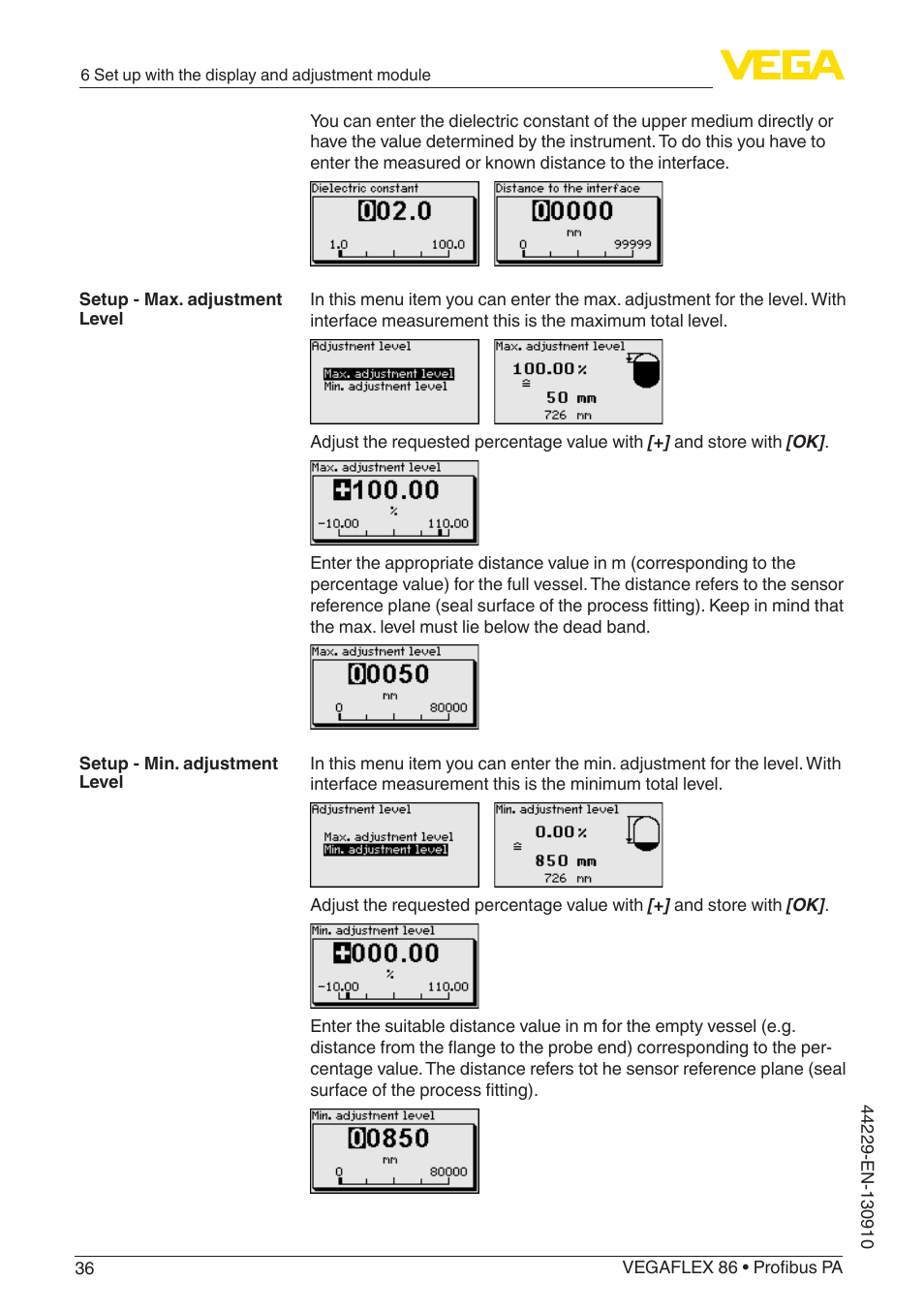 VEGA VEGAFLEX 86 Profibus PA Coax probe User Manual | Page 36 / 92