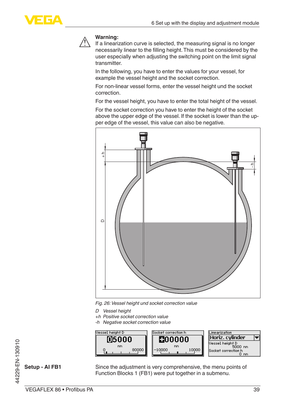 VEGA VEGAFLEX 86 Profibus PA Coax probe User Manual | Page 39 / 92