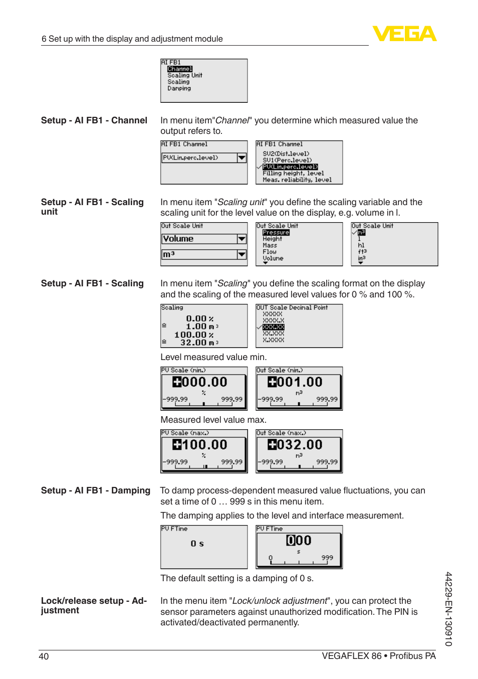 VEGA VEGAFLEX 86 Profibus PA Coax probe User Manual | Page 40 / 92