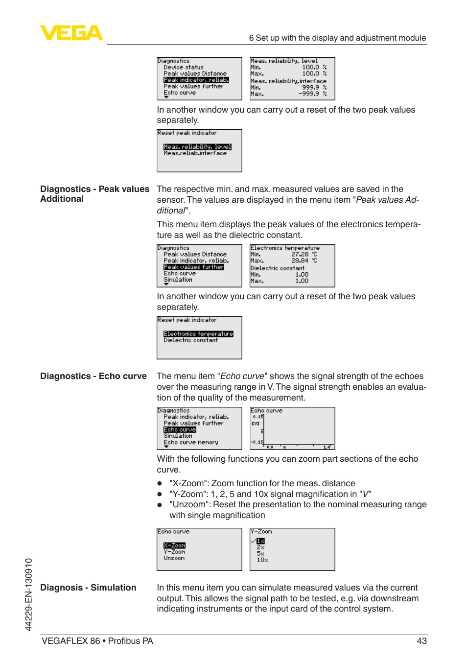 VEGA VEGAFLEX 86 Profibus PA Coax probe User Manual | Page 43 / 92