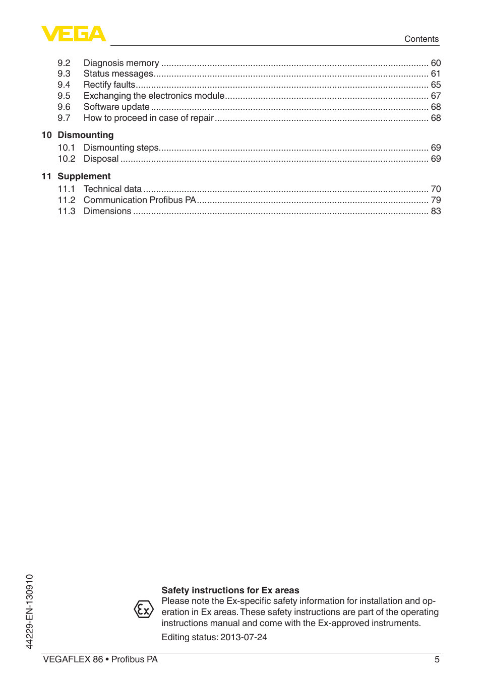 VEGA VEGAFLEX 86 Profibus PA Coax probe User Manual | Page 5 / 92