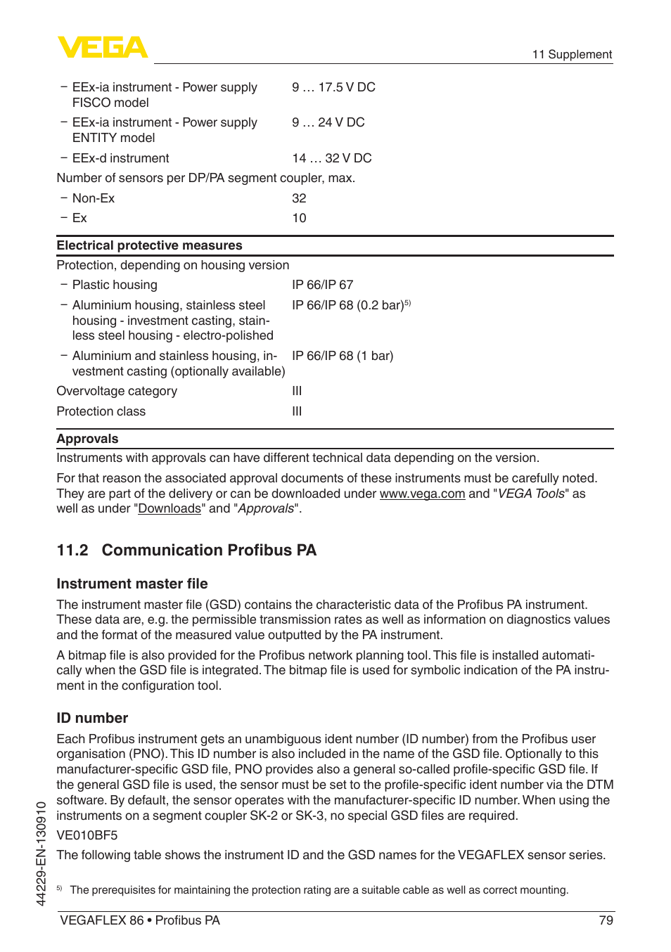 2 communication profibus pa | VEGA VEGAFLEX 86 Profibus PA Coax probe User Manual | Page 79 / 92