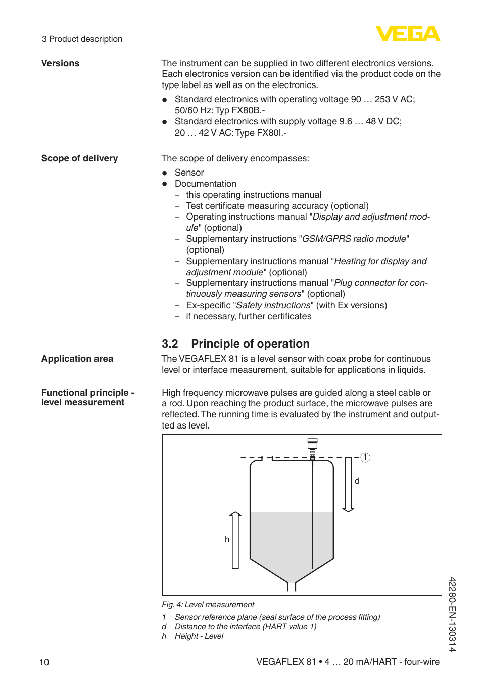 2 principle of operation | VEGA VEGAFLEX 81 4 … 20 mA_HART - four-wire Coax probe User Manual | Page 10 / 80