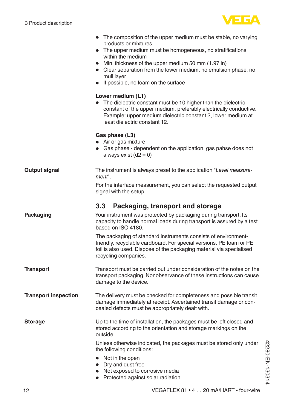 VEGA VEGAFLEX 81 4 … 20 mA_HART - four-wire Coax probe User Manual | Page 12 / 80