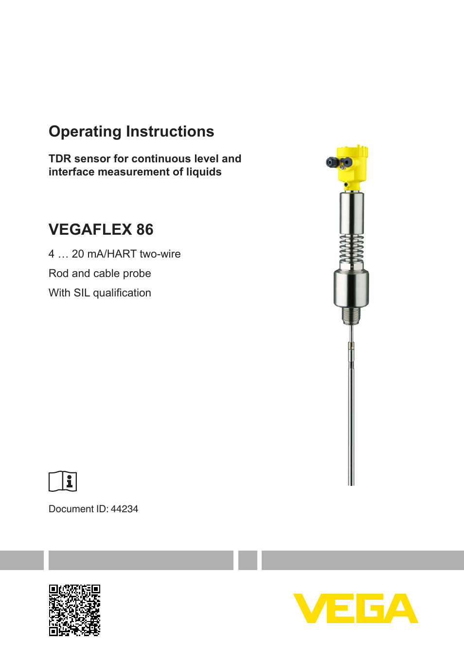 VEGA VEGAFLEX 86 4 … 20 mA_HART two-wire Rod and cable probe With SIL qualification User Manual | 104 pages