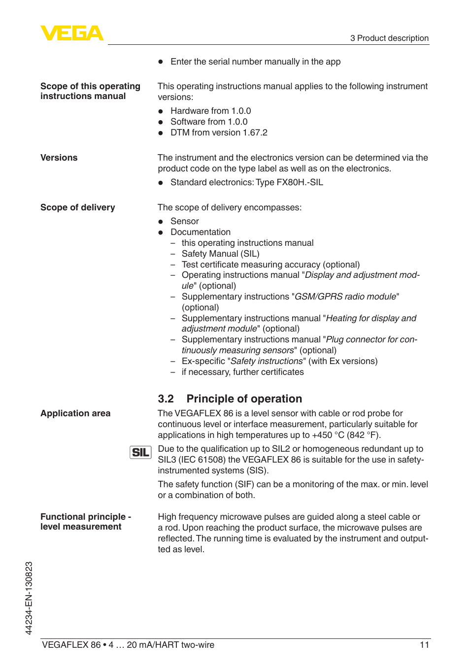 2 principle of operation | VEGA VEGAFLEX 86 4 … 20 mA_HART two-wire Rod and cable probe With SIL qualification User Manual | Page 11 / 104