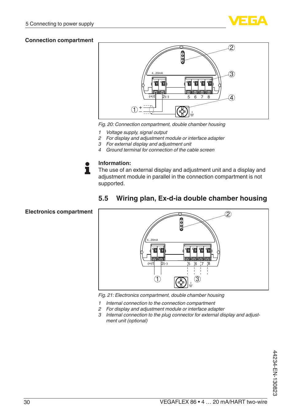 5 wiring plan, ex-d-ia double chamber housing | VEGA VEGAFLEX 86 4 … 20 mA_HART two-wire Rod and cable probe With SIL qualification User Manual | Page 30 / 104