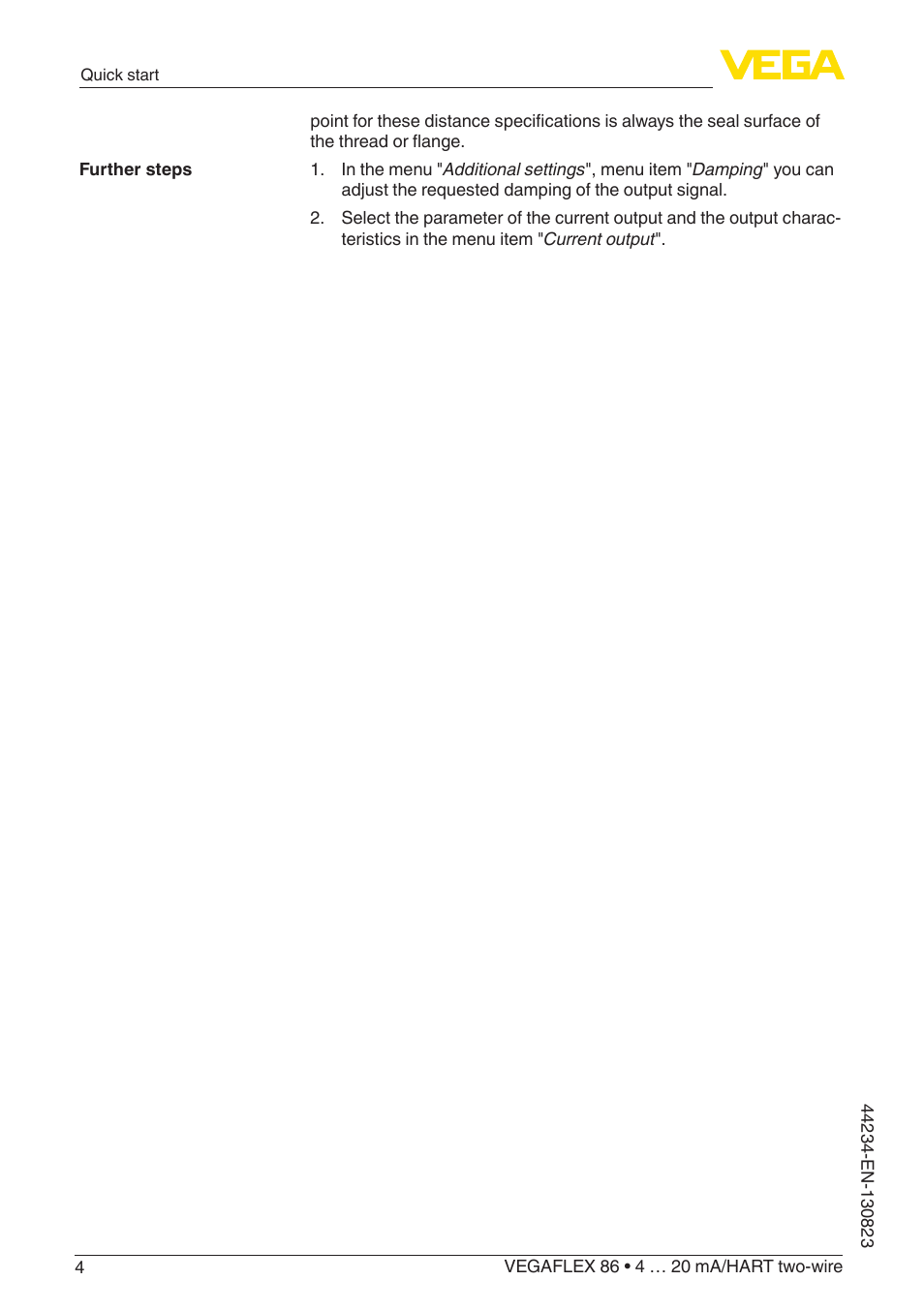 VEGA VEGAFLEX 86 4 … 20 mA_HART two-wire Rod and cable probe With SIL qualification User Manual | Page 4 / 104