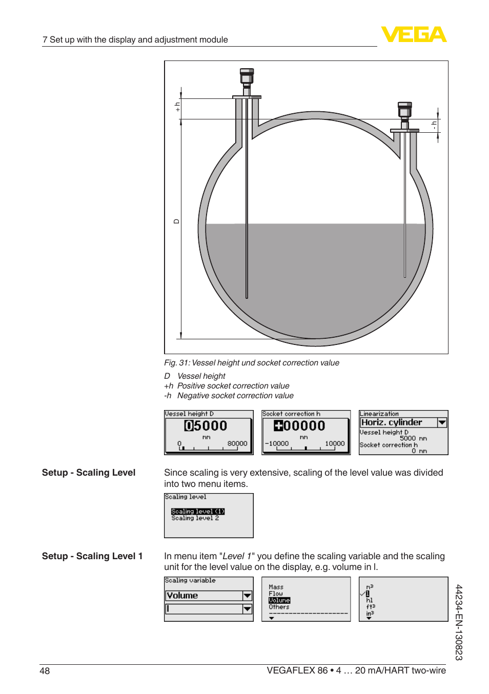 VEGA VEGAFLEX 86 4 … 20 mA_HART two-wire Rod and cable probe With SIL qualification User Manual | Page 48 / 104