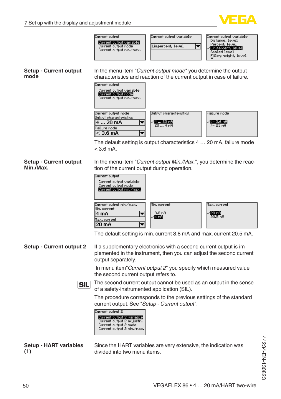 VEGA VEGAFLEX 86 4 … 20 mA_HART two-wire Rod and cable probe With SIL qualification User Manual | Page 50 / 104