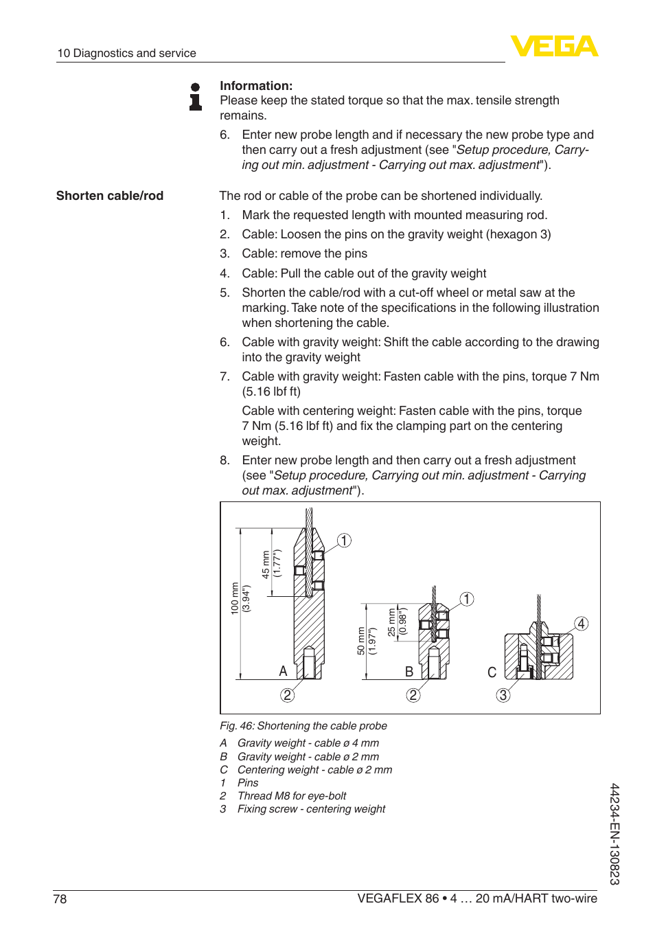 VEGA VEGAFLEX 86 4 … 20 mA_HART two-wire Rod and cable probe With SIL qualification User Manual | Page 78 / 104