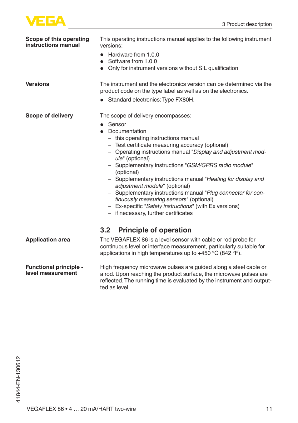 2 principle of operation | VEGA VEGAFLEX 86 4 … 20 mA_HART two-wire User Manual | Page 11 / 104