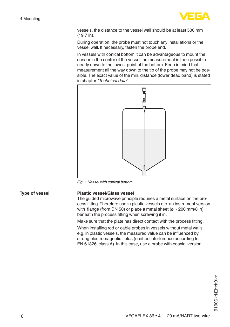 VEGA VEGAFLEX 86 4 … 20 mA_HART two-wire User Manual | Page 18 / 104