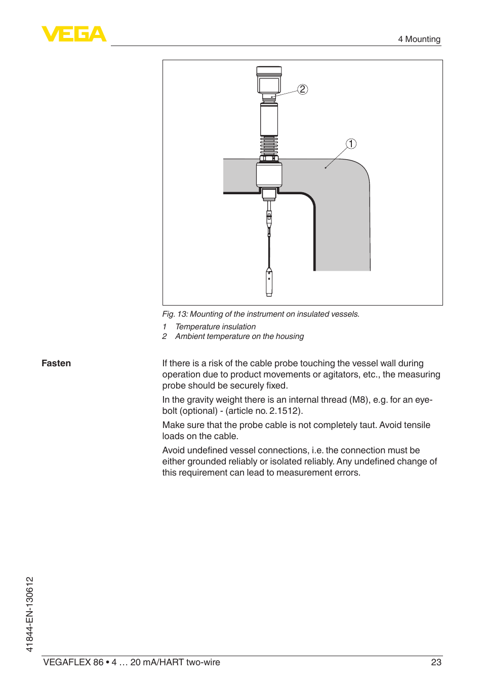 VEGA VEGAFLEX 86 4 … 20 mA_HART two-wire User Manual | Page 23 / 104