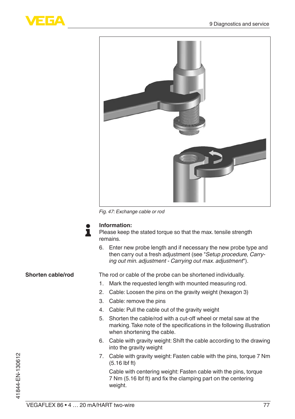 VEGA VEGAFLEX 86 4 … 20 mA_HART two-wire User Manual | Page 77 / 104