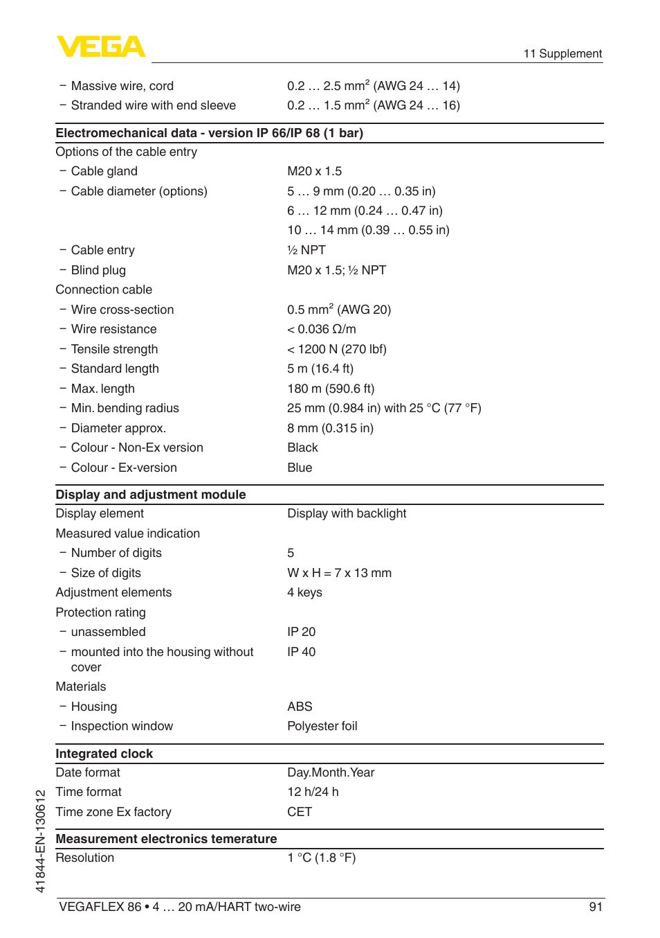 VEGA VEGAFLEX 86 4 … 20 mA_HART two-wire User Manual | Page 91 / 104