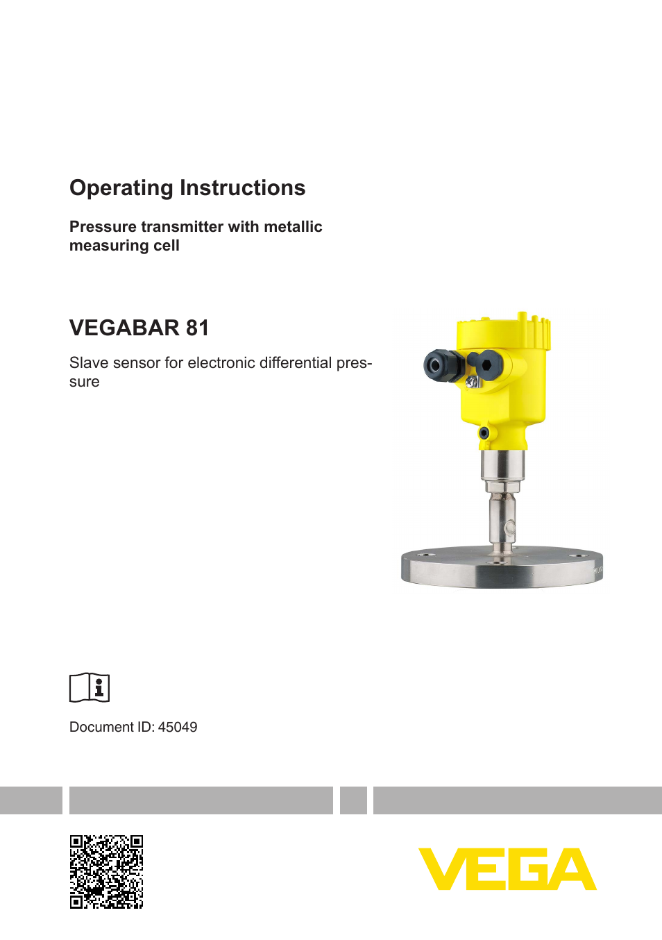 VEGA VEGABAR 81 Save sensor - Operating Instructions User Manual | 60 pages