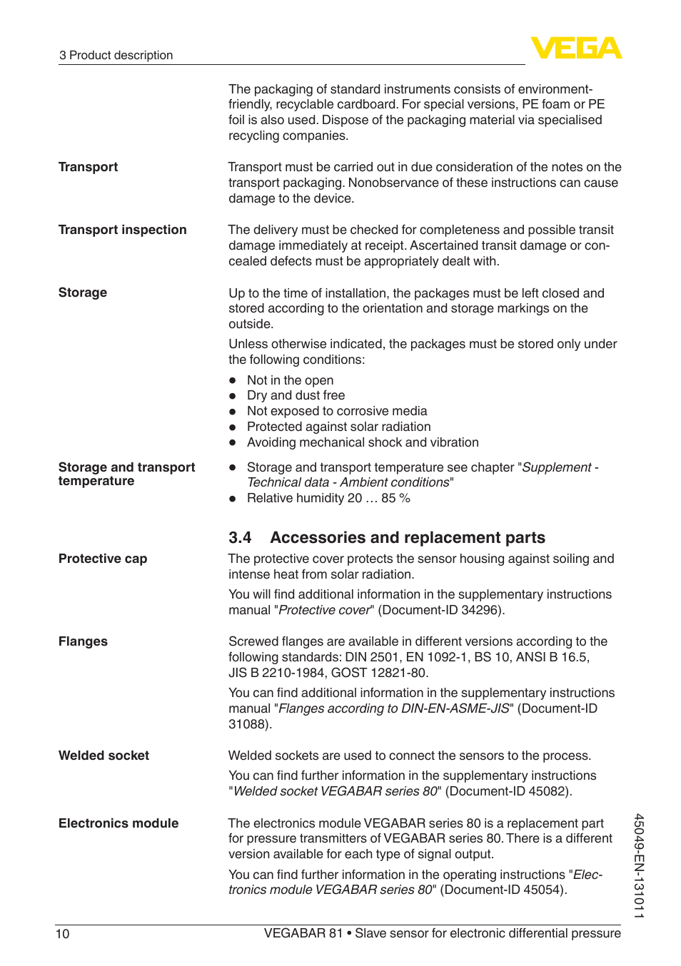 4 accessories and replacement parts | VEGA VEGABAR 81 Save sensor - Operating Instructions User Manual | Page 10 / 60