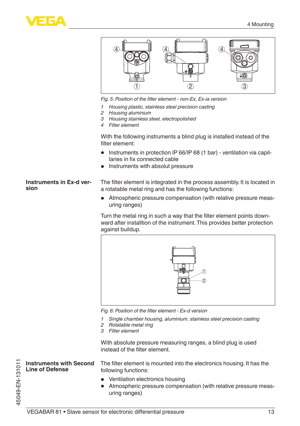 VEGA VEGABAR 81 Save sensor - Operating Instructions User Manual | Page 13 / 60