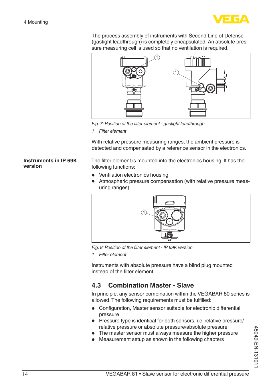 3 combination master - slave | VEGA VEGABAR 81 Save sensor - Operating Instructions User Manual | Page 14 / 60