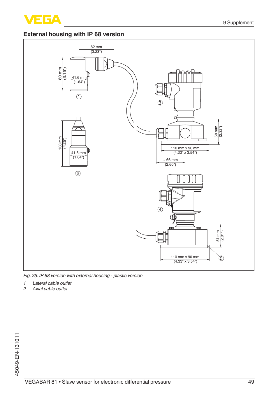 External housing with ip 68 version | VEGA VEGABAR 81 Save sensor - Operating Instructions User Manual | Page 49 / 60