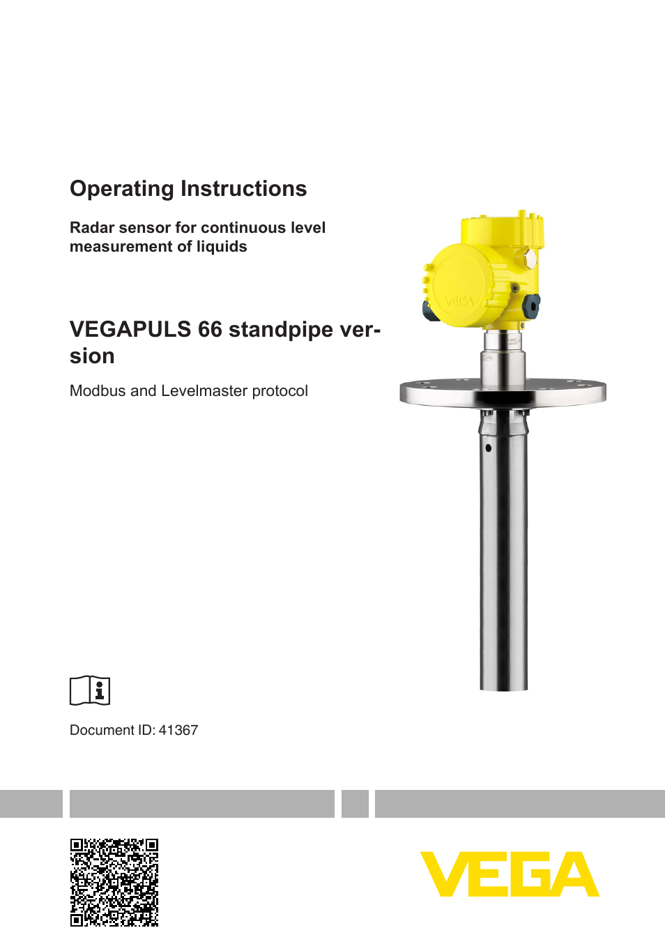 VEGA VEGAPULS 66 (≥ 2.0.0 - ≥ 4.0.0) standpipe ver. Modbus and Levelmaster protocol User Manual | 68 pages