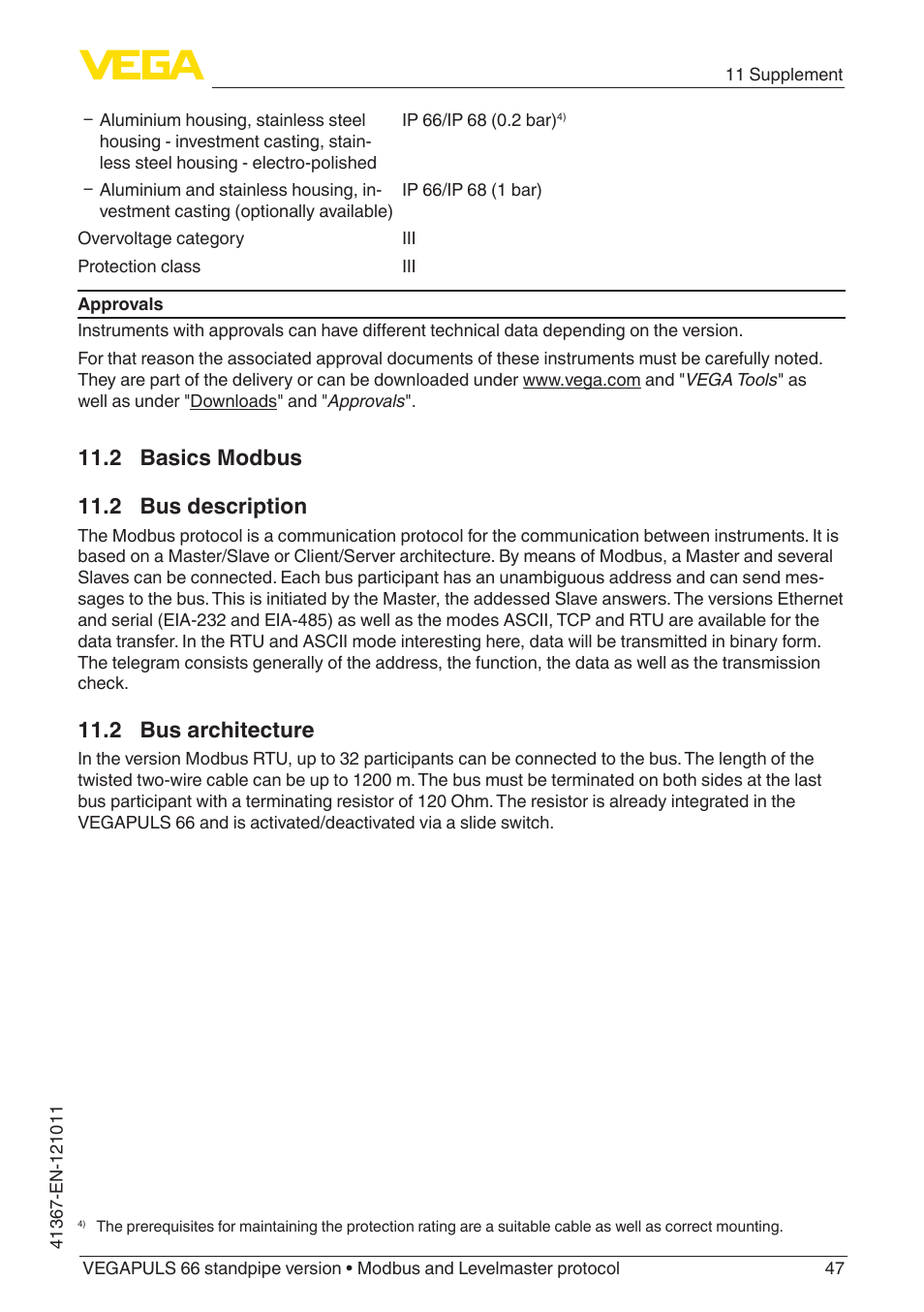 2 basics modbus, 2 bus description, 2 bus architecture | 2 basics modbus 11.2 bus description | VEGA VEGAPULS 66 (≥ 2.0.0 - ≥ 4.0.0) standpipe ver. Modbus and Levelmaster protocol User Manual | Page 47 / 68